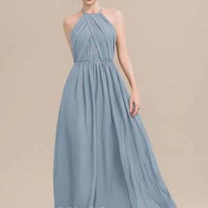 Dusty blue chiffon gown. Great for bridal party or prom